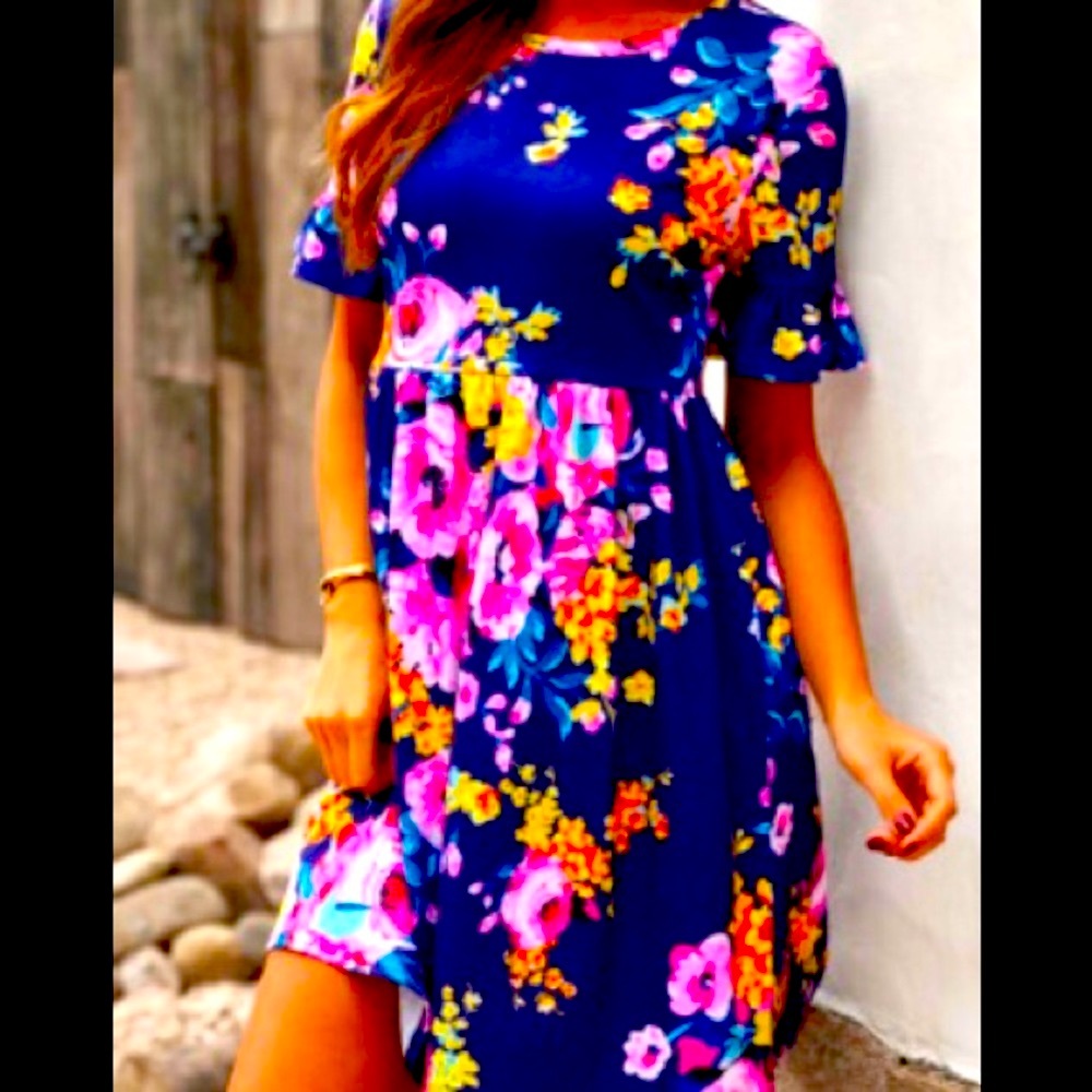 Floral Ruffled short sleeve Dress